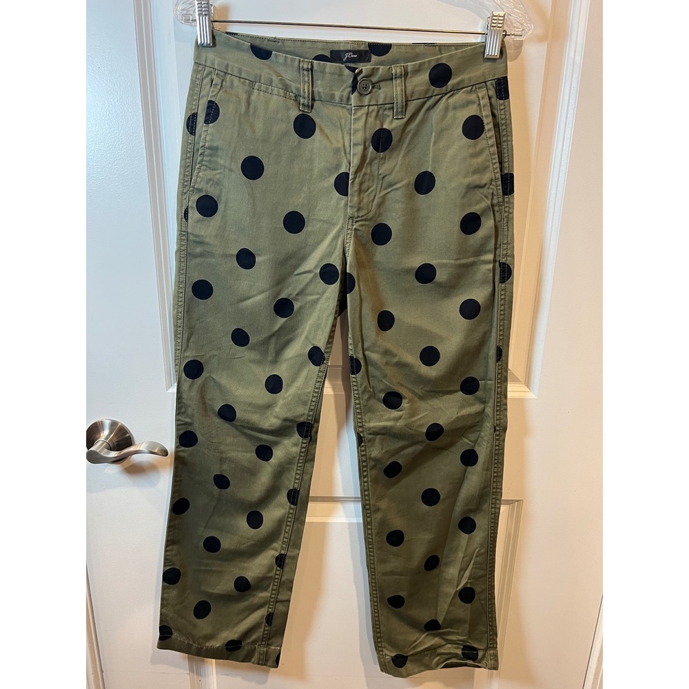 J.Crew Womens Chino Pants Polka Dot Green 2P